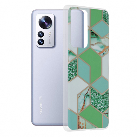 Xiaomi 12 Pro - Husa Xiaomi 12 Pro, Techsuit Marble Series, Green Hex