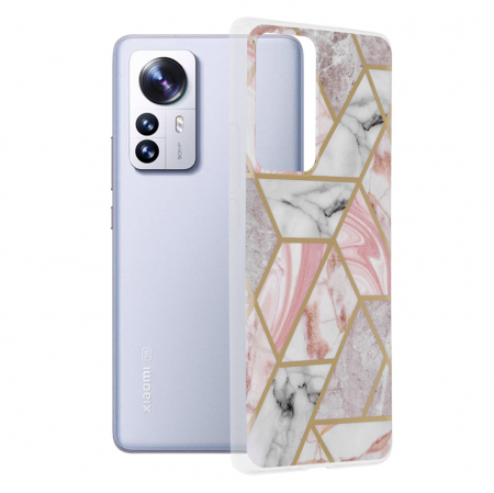 Xiaomi 12 Pro - Husa Xiaomi 12 Pro, Techsuit Marble Series, Pink Hex