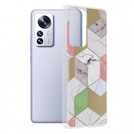 Xiaomi 12 Pro - Husa Xiaomi 12 Pro, Techsuit Marble Series, Purple Hex