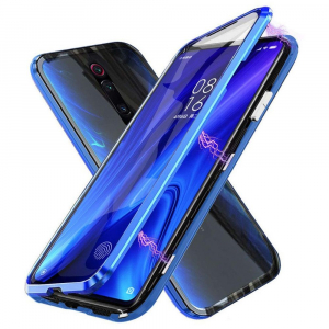 Husa Xiaomi Mi 9T Magnetic Glass 360 (sticla fata + spate), Albastru [0]