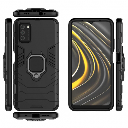 Husa Xiaomi Poco M3, Techsuit Shield Ring, Negru [12]