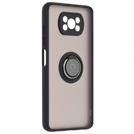 Husa Xiaomi Poco X3 NFC cu inel suport stand magnetic, Negru [2]