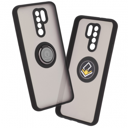 Xiaomi Redmi 9 - Husa Xiaomi Redmi 9 cu inel suport stand magnetic, Negru
