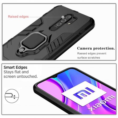Husa Xiaomi Redmi 9, Techsuit Shield Ring, Negru [9]