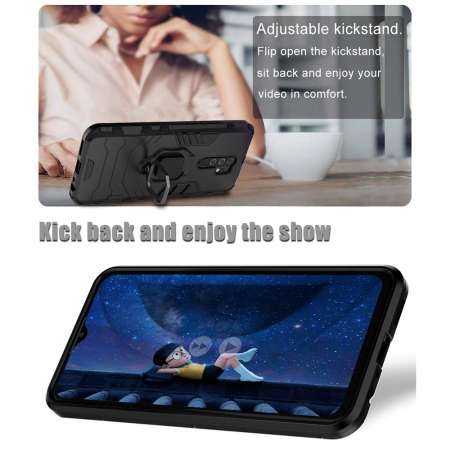 Husa Xiaomi Redmi 9, Techsuit Shield Ring, Negru [10]