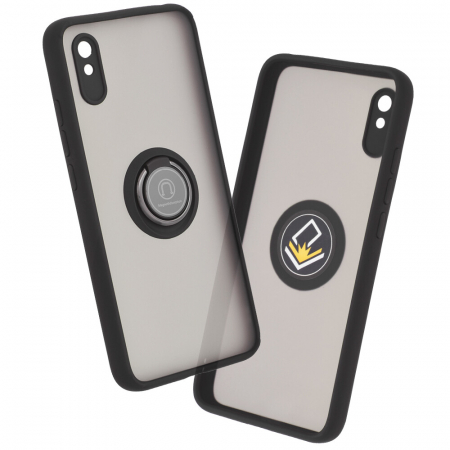 Xiaomi Redmi 9A - Husa Xiaomi Redmi 9A cu inel suport stand magnetic, Negru