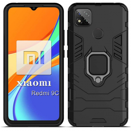 Xiaomi Redmi 9C - Husa Xiaomi Redmi 9C, Techsuit Shield Ring, Negru