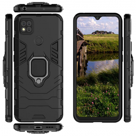 Husa Xiaomi Redmi 9C, Techsuit Shield Ring, Negru [10]