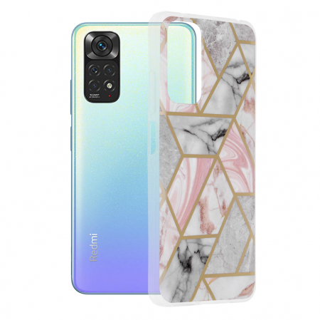 Xiaomi Redmi Note 11 / 11S - Husa Xiaomi Redmi Note 11 / 11S, Techsuit Marble Series, Pink Hex