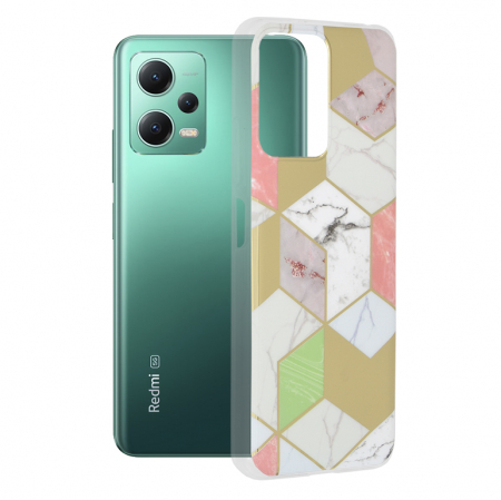 Xiaomi - Husa Xiaomi Redmi Note 12 5G, Techsuit Marble Series, Purple Hex