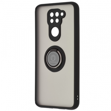 Husa Xiaomi Redmi Note 9 cu inel suport stand magnetic, Negru [4]
