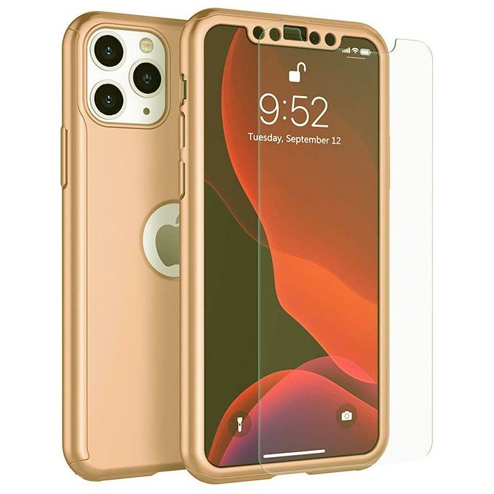 Condense Approximation In reality Husa iPhone 11 Pro Full Cover 360 + folie sticla, Gold