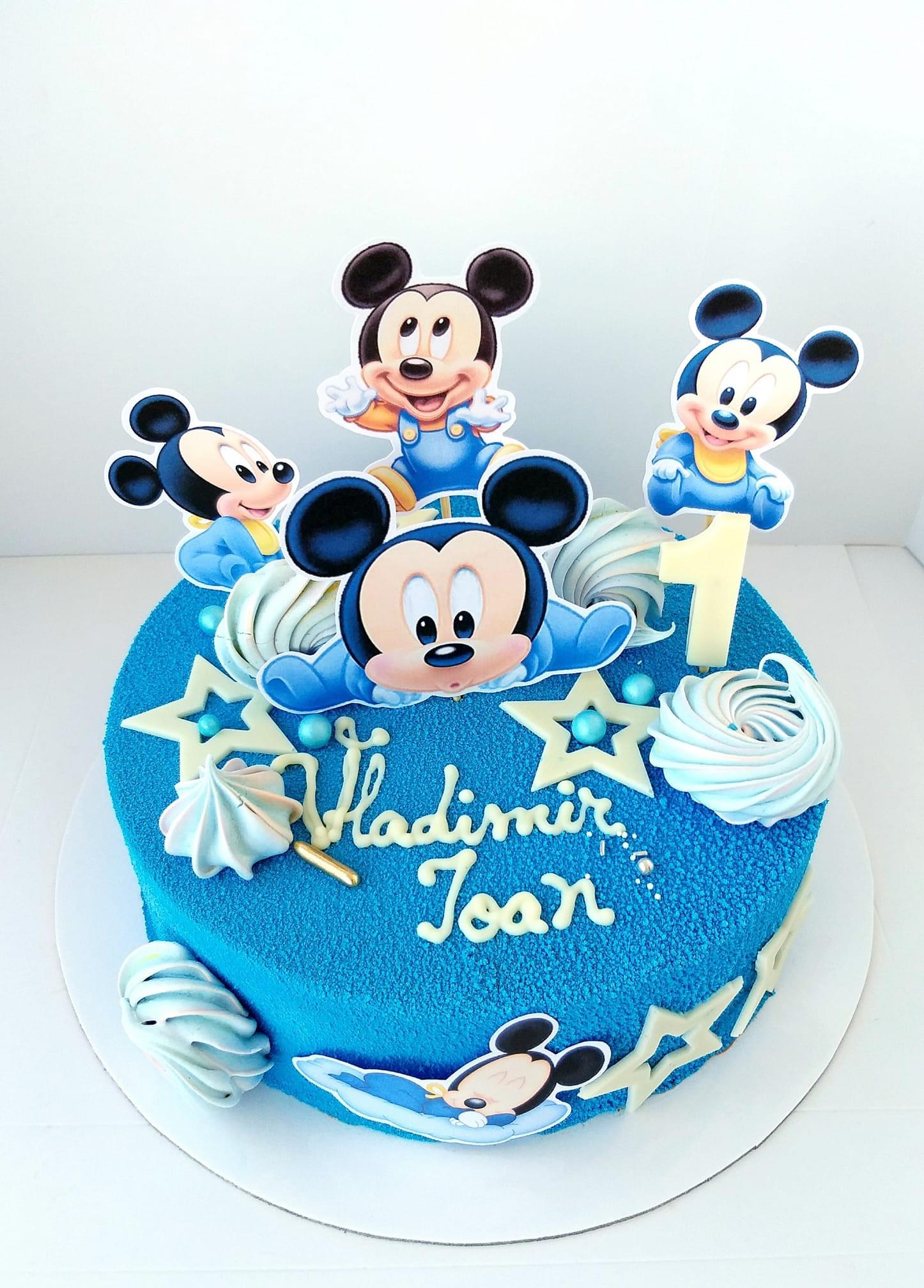 Topper Baby Mickey Mouse pentru tort de botez sau aniversare
