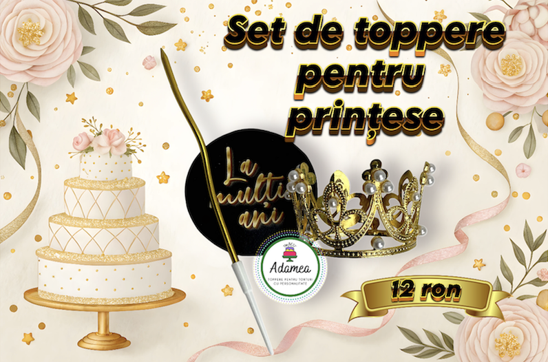 Set toppere de tort pentru o micuță prințesă – eleganță și rafinament la fiecare aniversare
