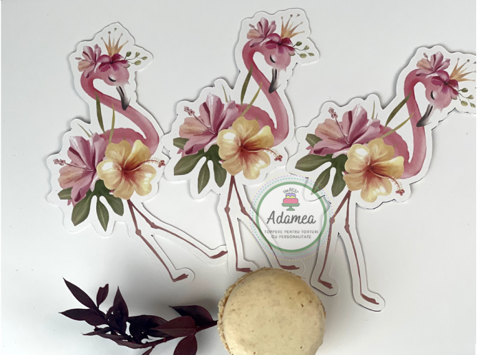 Topper cu flamingo simpatic cu flori [2]