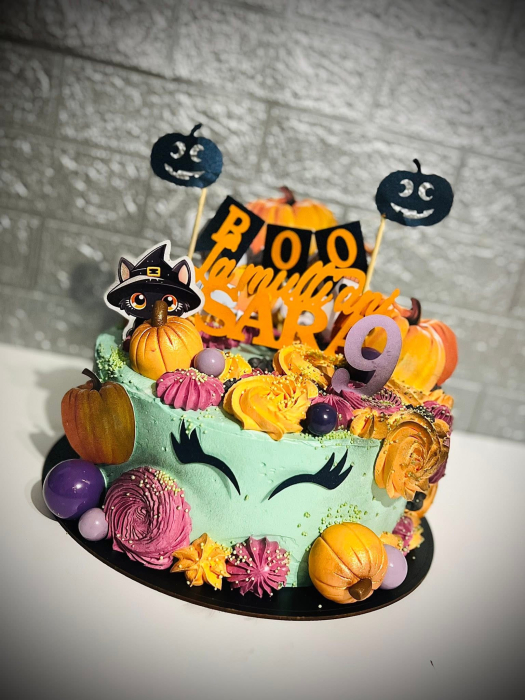 Banner tort de Halloween cu Boo și dovleci [2]