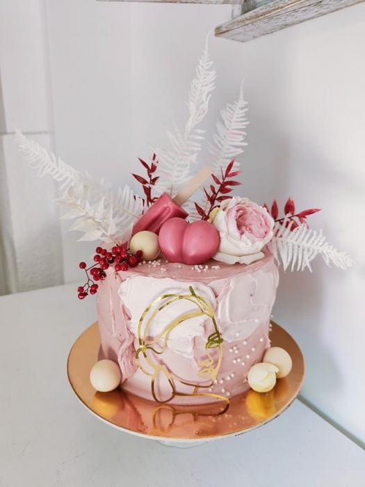 Topper frontal de tort cu chip de femeie stilizat auriu oglinda [21]