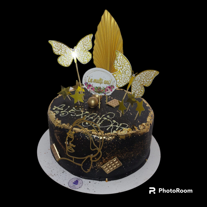 Topper frontal de tort cu chip de femeie stilizat auriu oglinda [15]