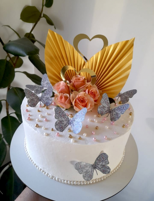 evantai frunza de palmier decor de tort auriu [7]