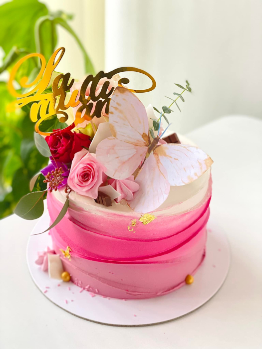 Topper tort fluture mare roz pal [11]