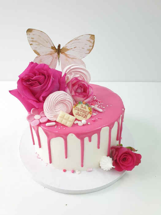 Topper tort fluture mare roz pal [6]