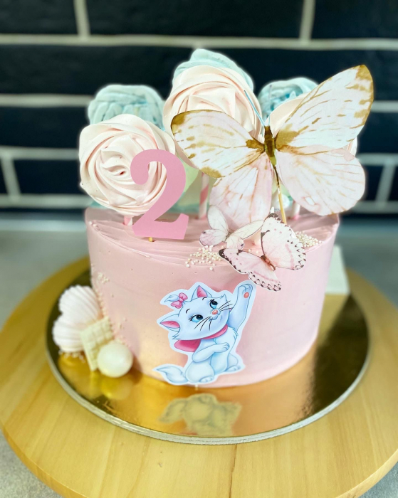 Topper tort fluture mare roz pal [7]