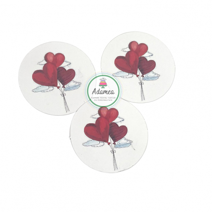 Topper de tort cu element special din carton sub forma de cerculet cu baloane tip inimioare [2]