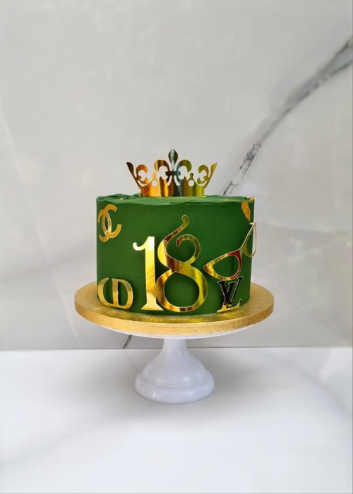 Topper de tort cu element special din carton sub forma de numarul 18 pentru majorat auriu oglinda [5]