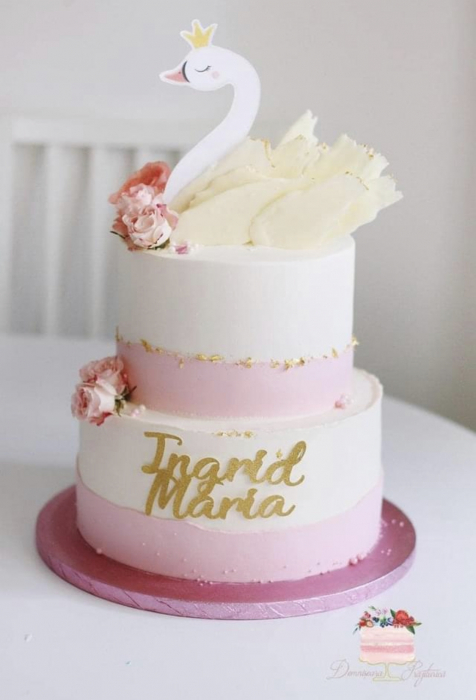 Decoratiune de tort cu lebada cu coronita [2]