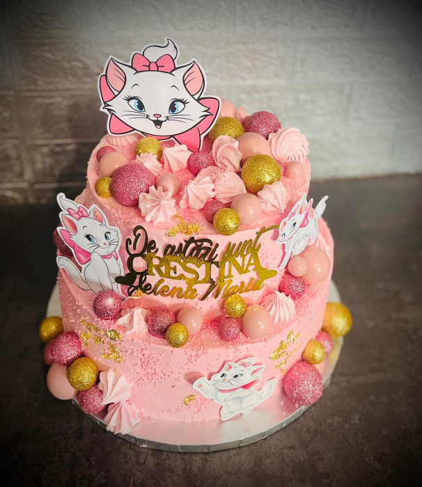 Topper de tort frontal cu pisica Marie [8]