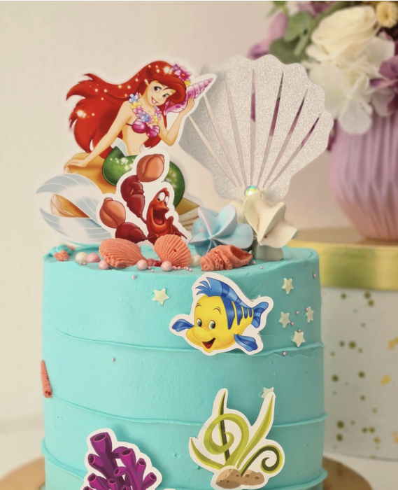 Topper tort cu scoica argintie sclipitoare glitter [5]