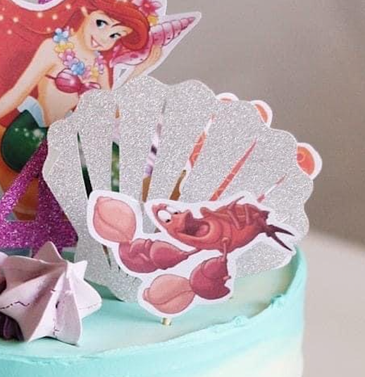 Topper tort cu scoica argintie sclipitoare glitter [4]
