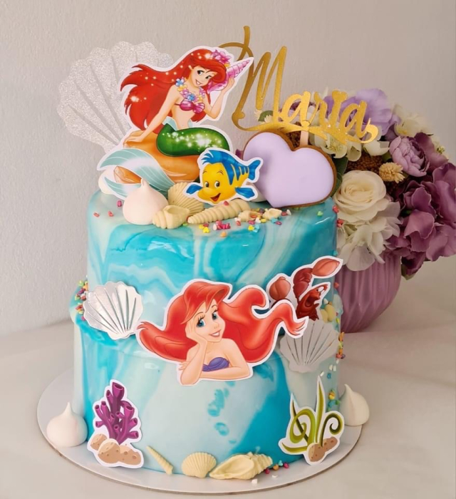 Topper tort cu scoica argintie sclipitoare glitter [7]