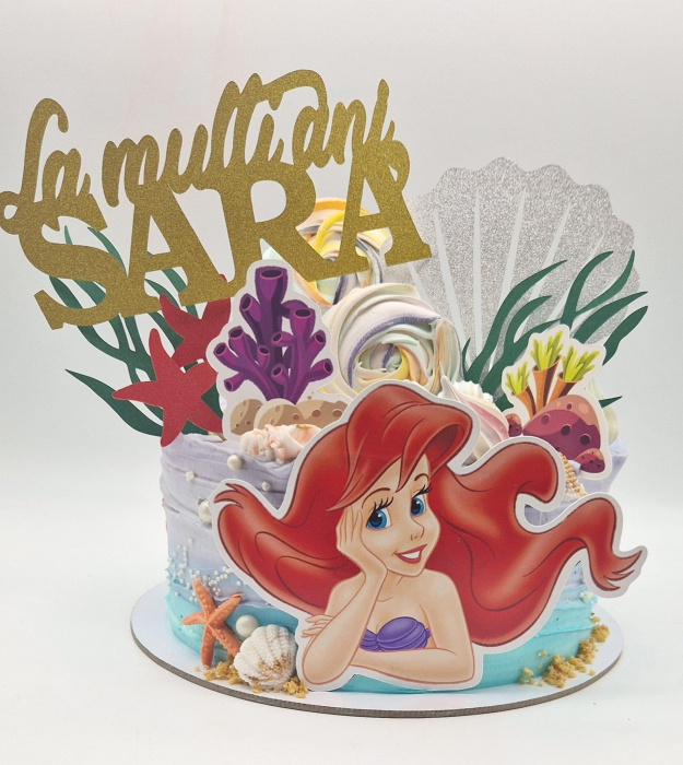 Topper tort cu scoica argintie sclipitoare glitter [3]