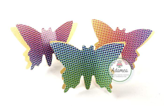Set toppere de tort cu fluturi dublati cu auriu sidef si print colorat [2]