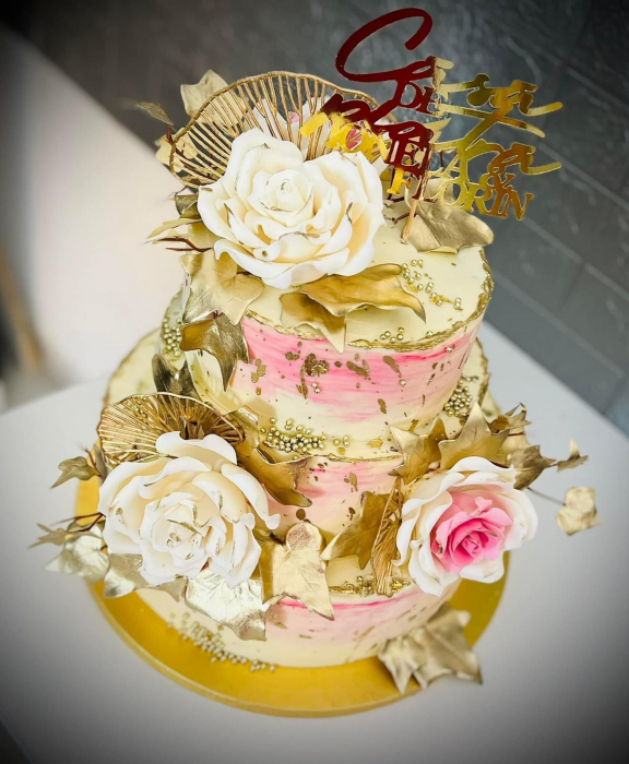 Set 3 frunze Gingko din plastic auriu [13]