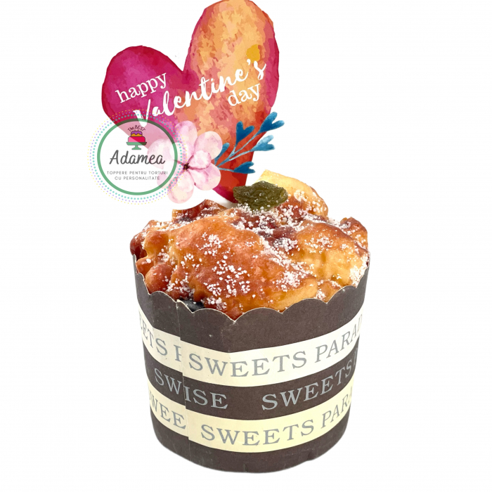 Set 3 toppere din carton pentru tort sub forma de inimi watercolor pentru Sfantul Valentin [3]