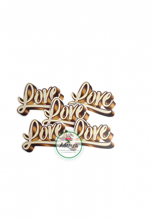 Set 5 toppere de tort personalizat cu cuvantul Love din carton [2]