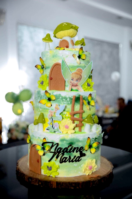 Topper de tort cu element special din carton sub forma de fluturi galbeni cu verde [2]