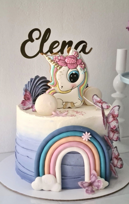 Decor de tort cu ornament din carton sub forma de fluturi marmorati rosu, roz, alb si auriu [5]