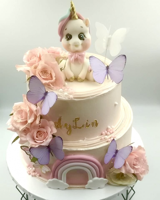 Set 6 fluturi pentru tort mov pastel [3]