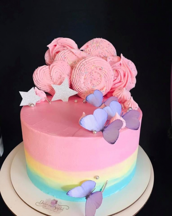 Set 6 fluturi pentru tort mov pastel [5]