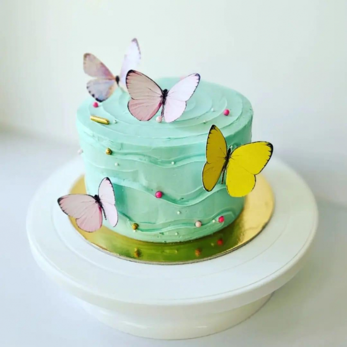 set toppere tort cu 6 fluturi pastel mov bleu [14]