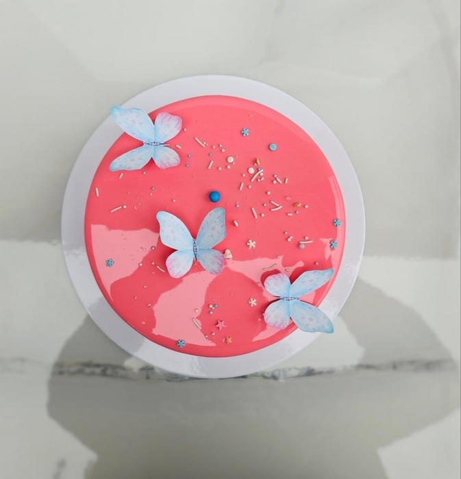 Set 6 fluturi pastelati roz cu bleu si galben [5]