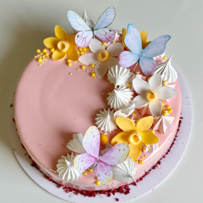 Set 6 fluturi pastelati roz cu bleu si galben [9]