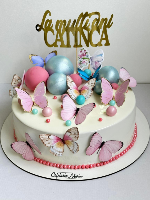 Toppere tort cu fluturi din carton pictati [2]