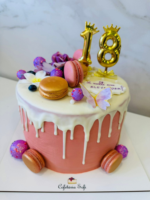 Set 6 fluturi roz auriu pentru tort [16]