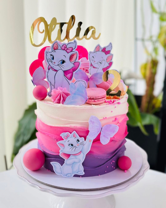 Topper de tort  personalizat cu element special din carton sub forma de  fluturi delicati diafani roz mov [2]