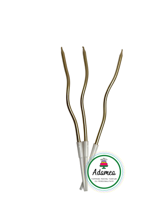 Set de 3 lumanari de tort spirala auriu vintage [1]