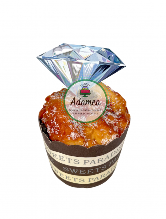 Topper de tort cu element special din carton sub forma de cristal de diamant [3]